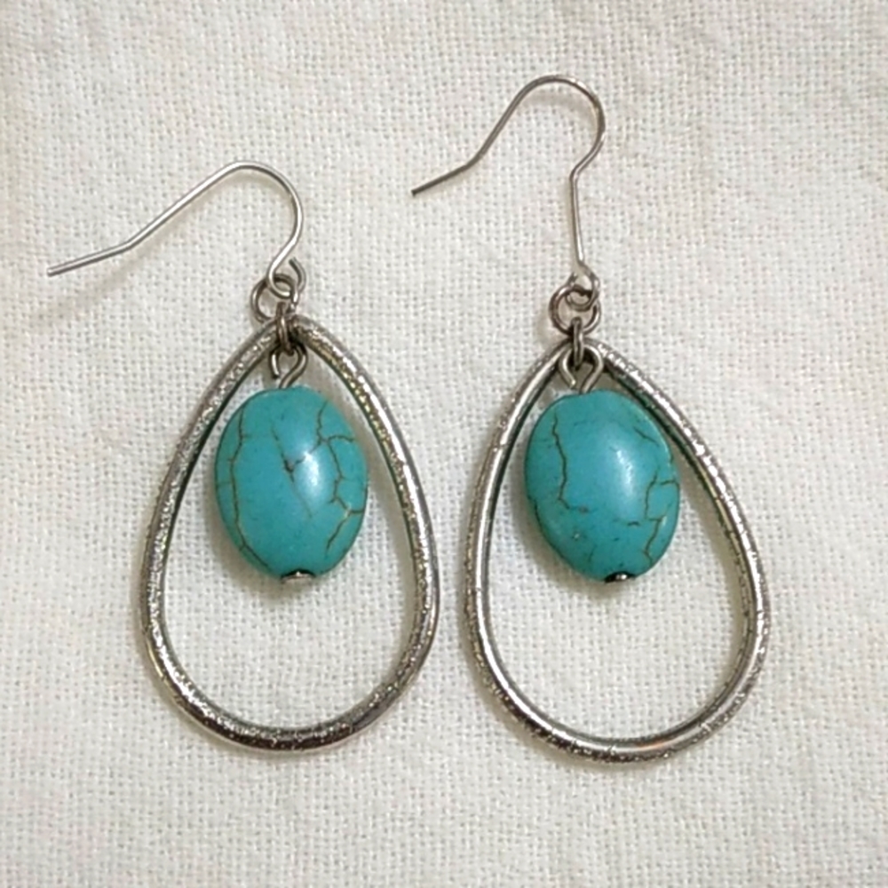 Faux turquoise teardrop earrings